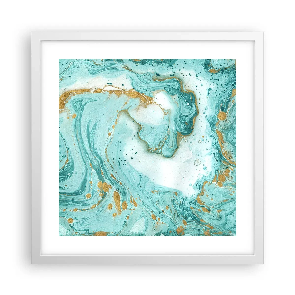 Plakat w białej ramie - Pod wielką falą z epoki Edo - 40x40 cm