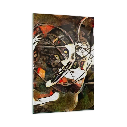 Obraz na szkle - Ekspresyjna abstrakcja w ciemnej tonacji z dynamicznymi liniami - 80x120cm - Słyszysz ruch? - Nowoczesna dekoracja ścienna do salonu i sypialni ARTTOR