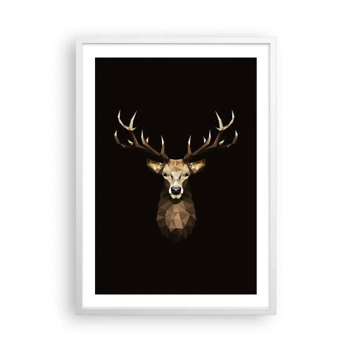 Plakat w białej ramie - Kubistyczny jeleń - 50x70 cm