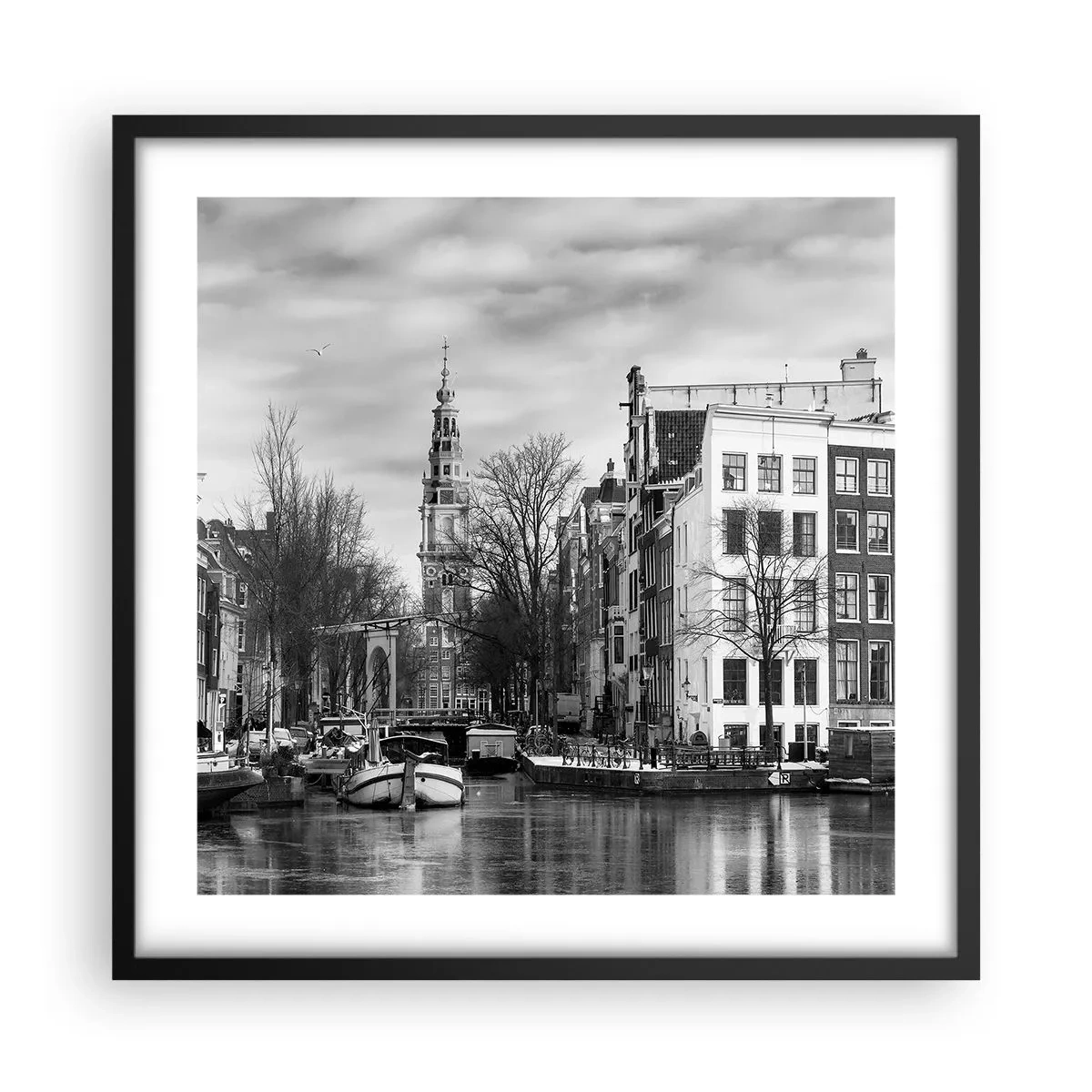 Plakat w czarnej ramie - Amsterdamskie klimaty - 50x50 cm