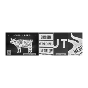 Fototapeta Próbka Premium Canvas - Elementarz masarza - Gastronomia, Byk, Wołowina - 100x30 cm