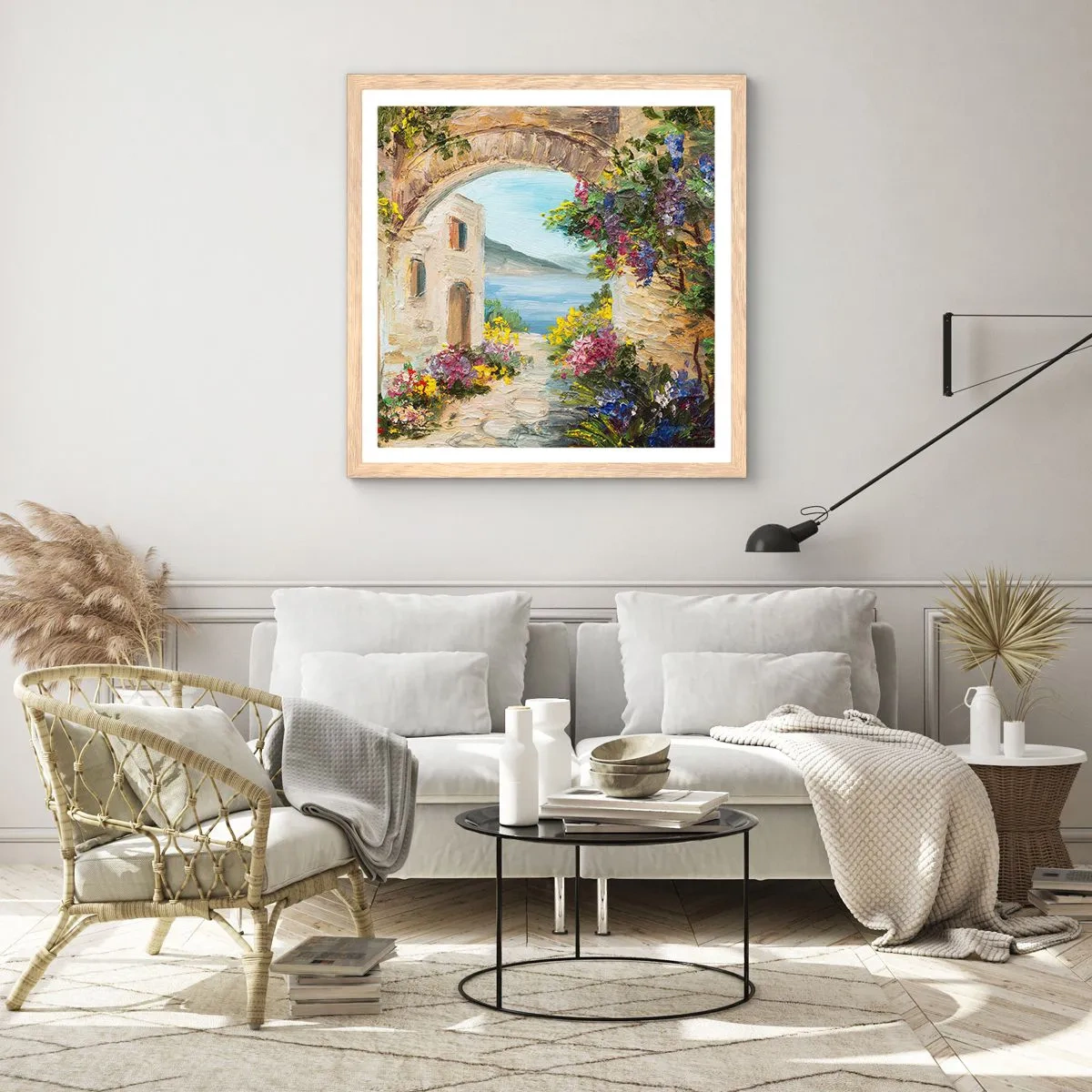 Plakat w ramie jasny dąb - Urok nadmorskiej prowincji - 60x60 cm