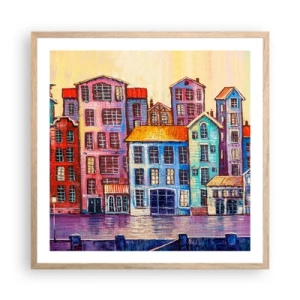 Plakat w ramie jasny dąb - Miasto jak z bajki - 60x60 cm
