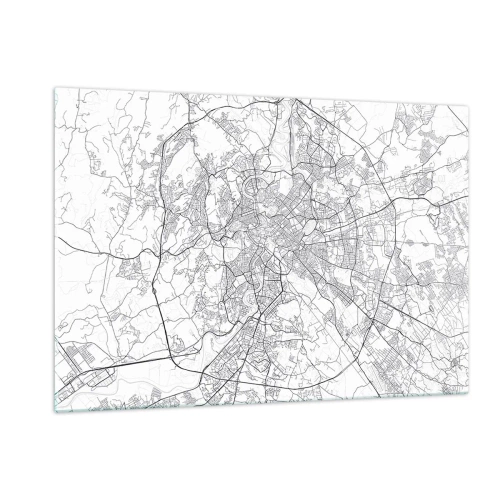 Obraz na szkle - Mapa Rzymu z wyraźnym okrężnym układem dróg - 120x80cm - Rzymski krąg - Nowoczesna dekoracja ścienna do salonu, kuchni i sypialni ARTTOR