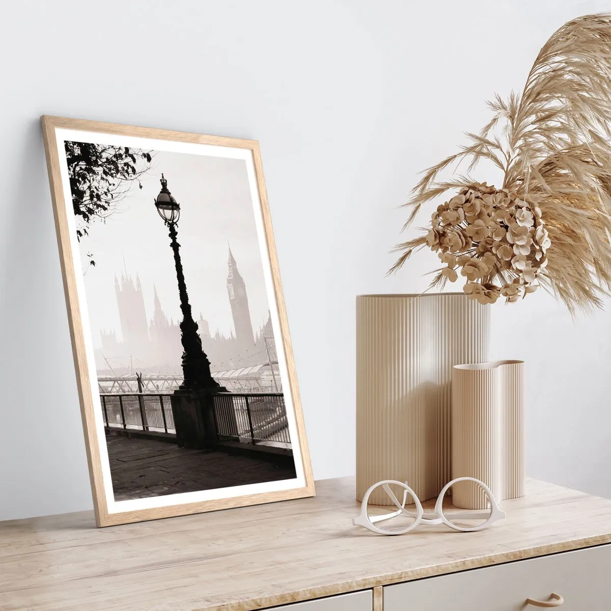 Plakat w ramie jasny dąb - Londyński poranek - 40x50 cm