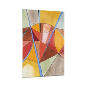 Obraz na szkle - Abstrakcyjna kompozycja w żywych barwach geometrycznych - 80x120cm - Karuzela, karuzela marzeń - Nowoczesna dekoracja ścienna do salonu i sypialni ARTTOR