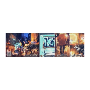 Fototapeta Próbka Premium Canvas - A miasto nie śpi - Miasto, Ludzie, Architektura - 100x30 cm