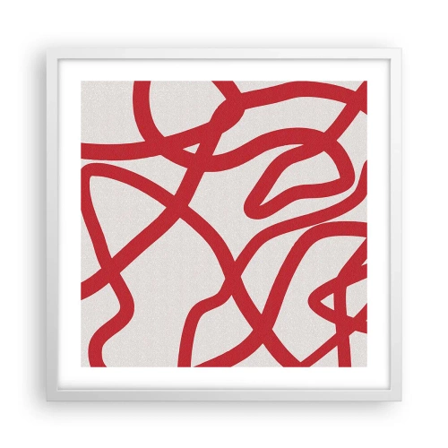 Plakat w białej ramie - Czerwono na białym - 50x50 cm