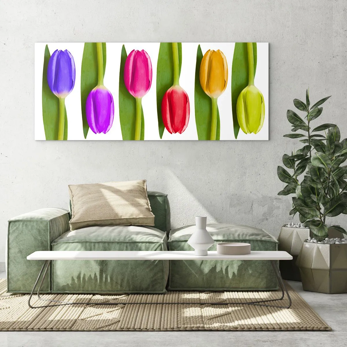 Obraz na szkle - Tęczowa kompozycja - 90x30 cm