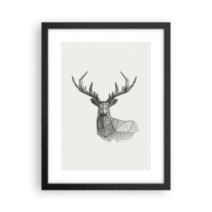 Plakat w czarnej ramie - Jeleń w kubistycznym stylu - 30x40 cm
