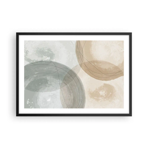 Plakat w czarnej ramie - Abstrakcyjna kompozycja w pastelowych barwach z liniami - 70x50cm - Przenikanie światów - Nowoczesna dekoracja ścienna do salonu i sypialni ARTTOR
