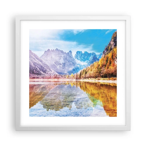 Plakat w białej ramie - A w górach już jesień - 40x40 cm