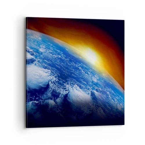 Obraz na płótnie - Wschód słońca nad błękitną planetą - 70x70 cm