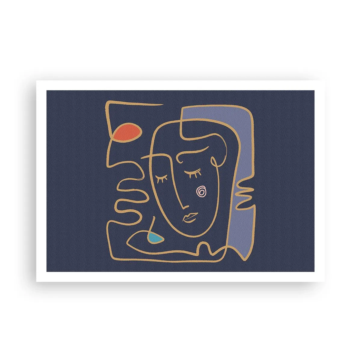 Plakat - Abstrakcyjny portret twarzy w minimalistycznym stylu - 100x70cm - W zamyśleniu - Nowoczesna dekoracja ścienna do salonu i sypialni ARTTOR