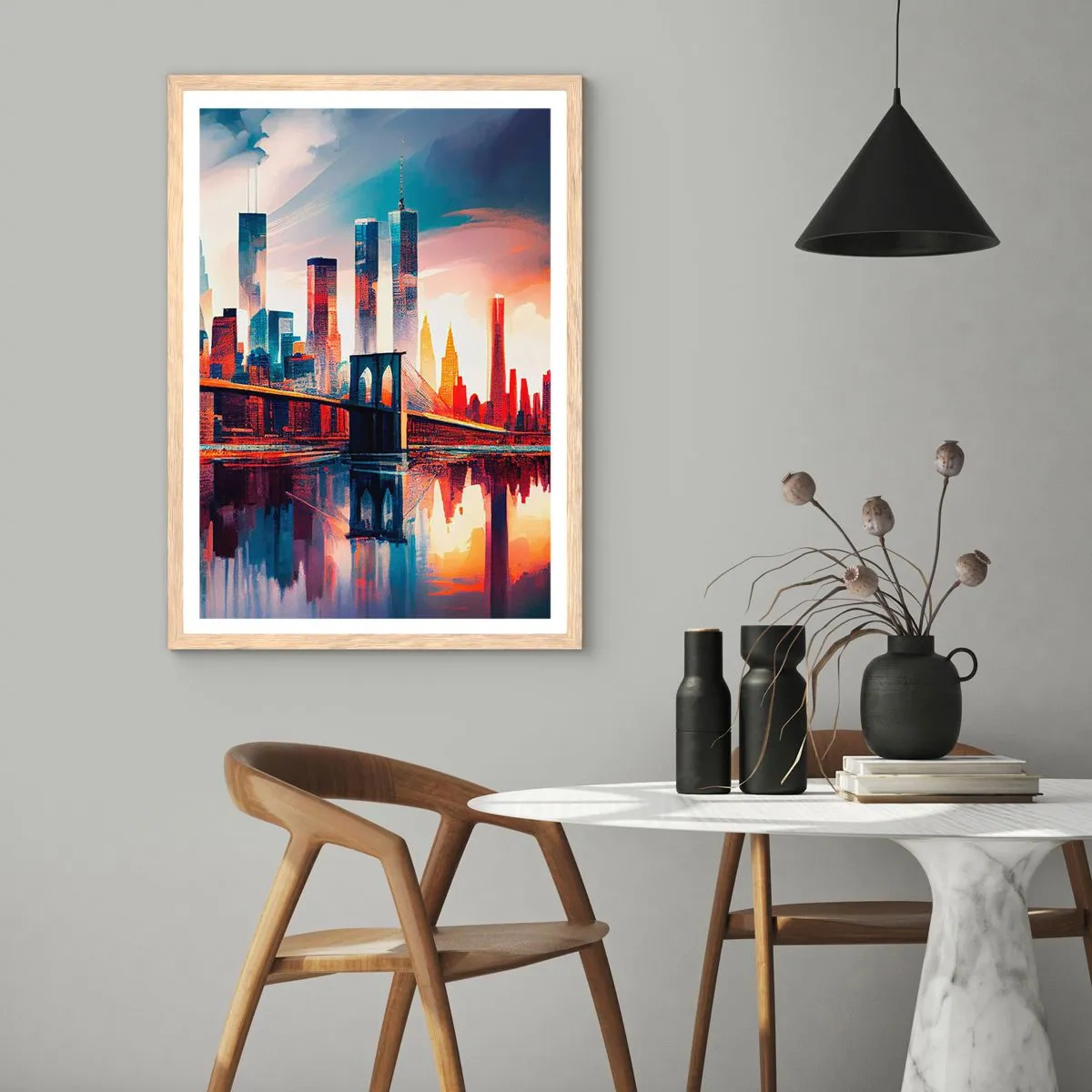 Plakat w ramie jasny dąb - Zjawiskowy Nowy Jork - 70x100 cm