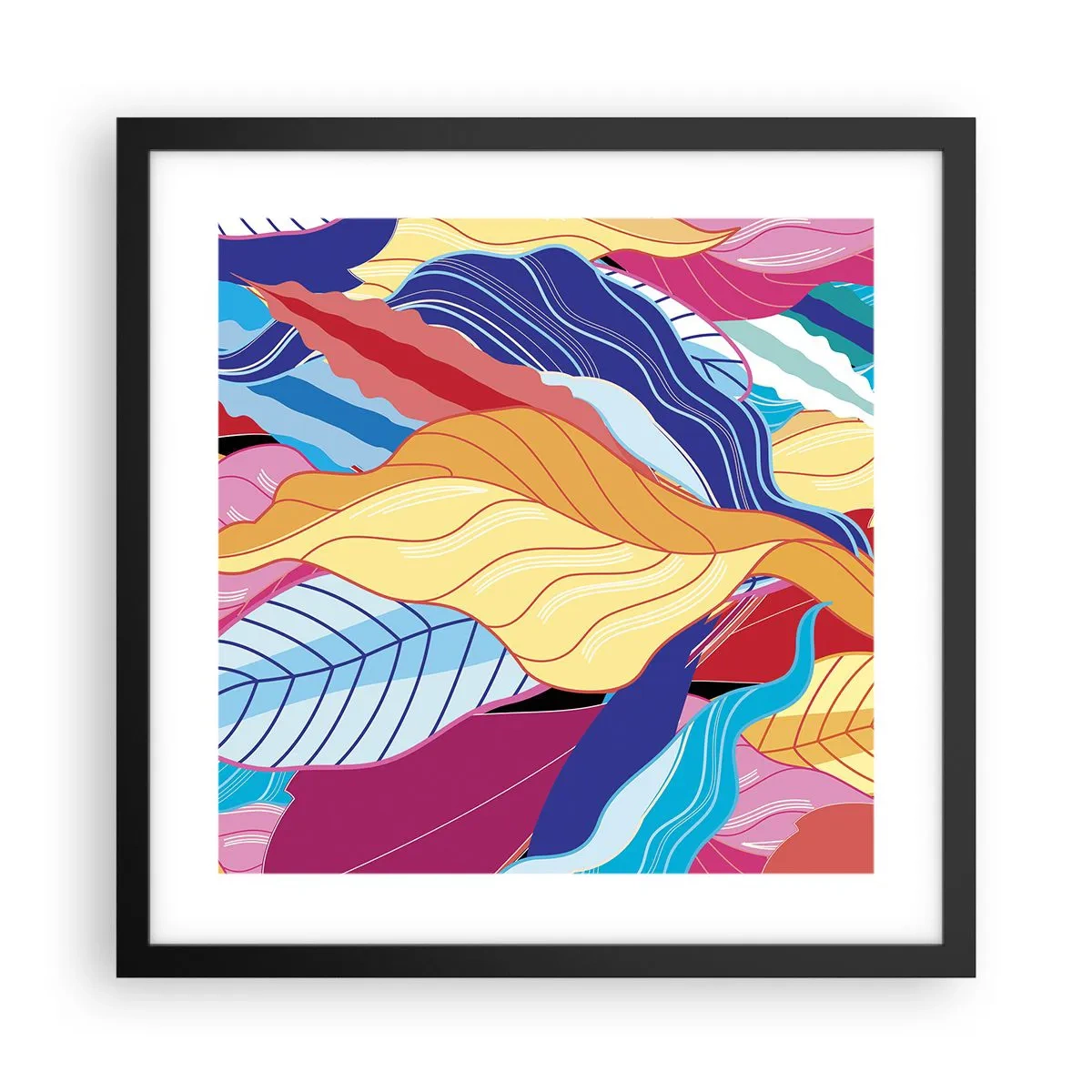 Plakat w czarnej ramie - Kolorowy bałagan - 40x40 cm