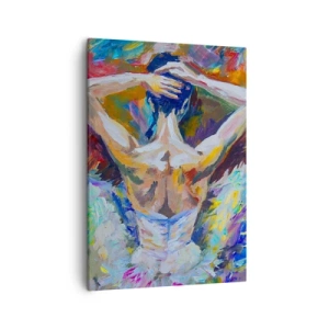 Obraz na płótnie - Abstrakcyjna postać tancerki w dynamicznych kolorach - 50x70cm - To może być wszysko - Nowoczesna dekoracja ścienna do salonu, kuchni i sypialni ARTTOR