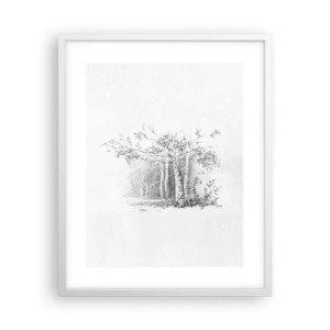 Plakat w białej ramie - Światło brzozowego lasu - 40x50 cm