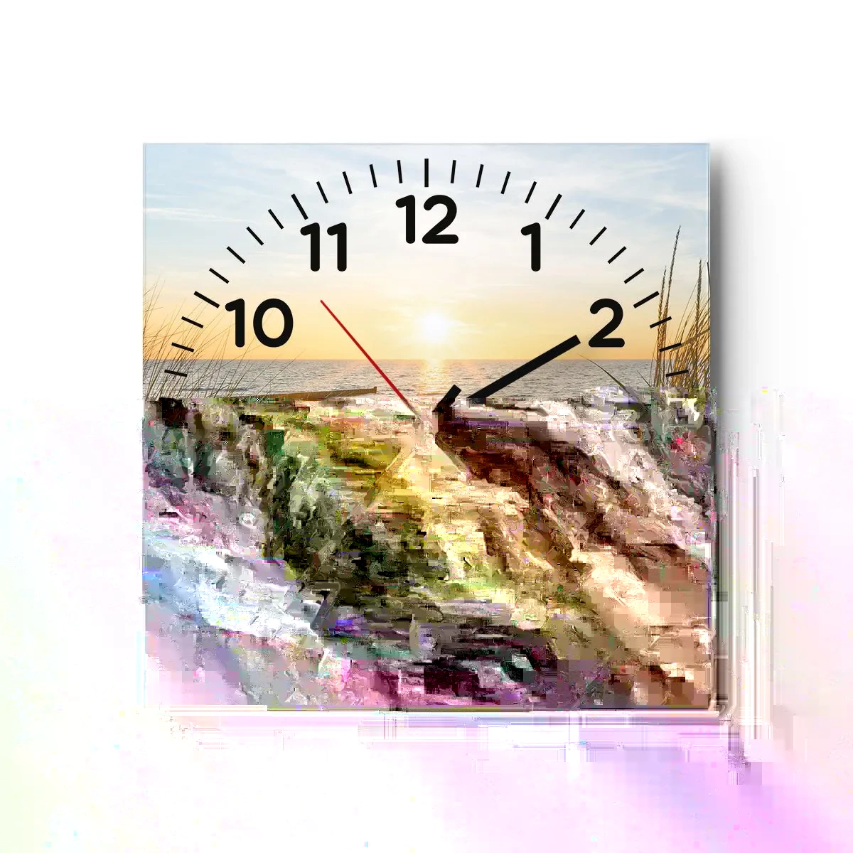 Zegar ścienny - Morza szum, ptaków śpiew, dzika plaża pośród traw… - 40x40 cm