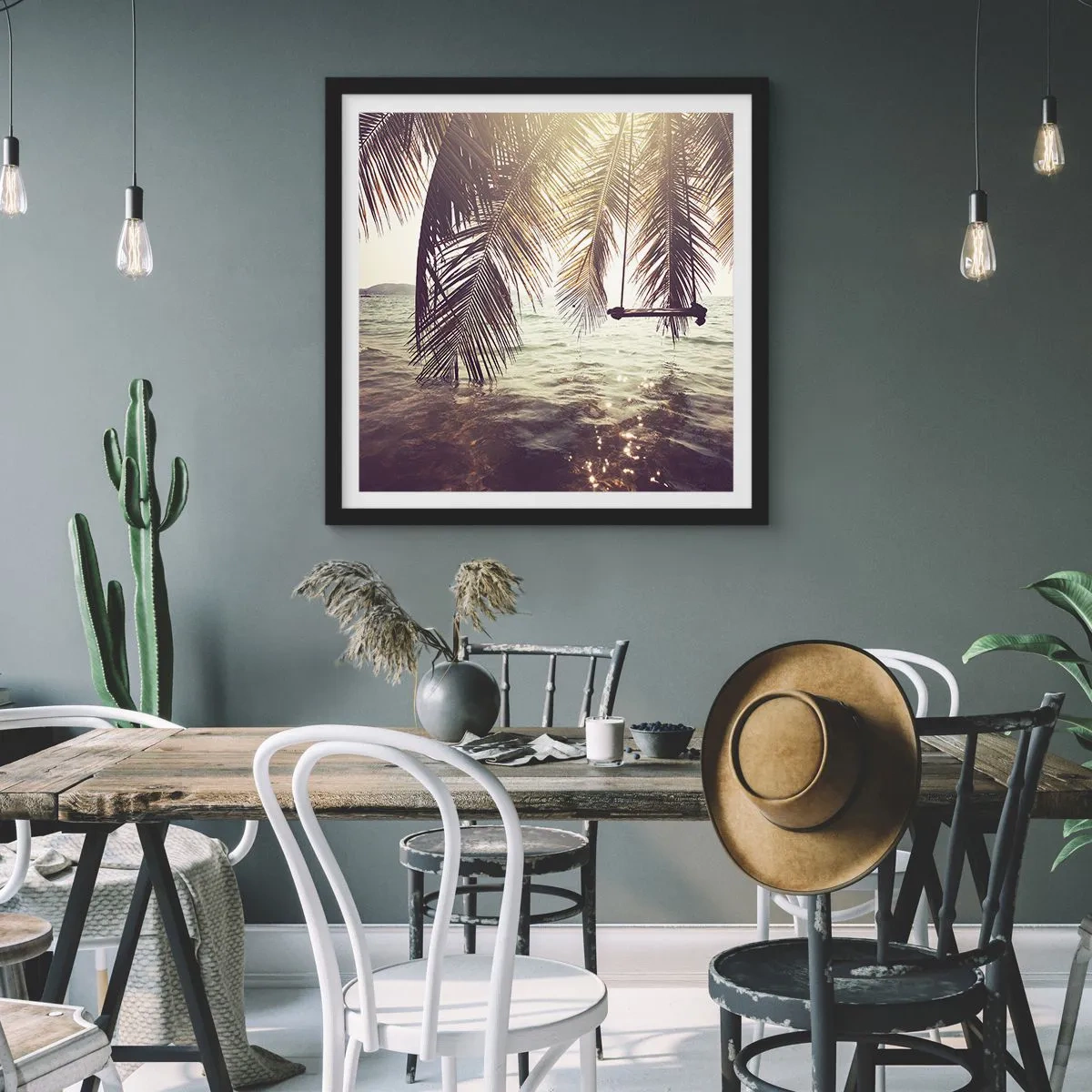 Plakat w czarnej ramie - Można bujać w obłokach do woli - 40x40 cm