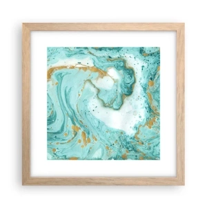 Plakat w ramie jasny dąb - Pod wielką falą z epoki Edo - 30x30 cm