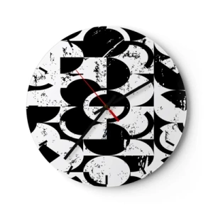 Zegar ścienny - Geometryczny czarno-biały wzór o artystycznym charakterze - 30x30cm - Białe jest białe, a czarne czarne - Nowoczesna dekoracja ścienna do salonu, kuchni i sypialni ARTTOR