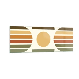 Obraz na szkle - Geometryczna kompozycja z półokręgami i paskami w odcieniach ziemi - 140x50cm - W kolorach ziemi - Nowoczesna dekoracja ścienna do salonu i sypialni ARTTOR