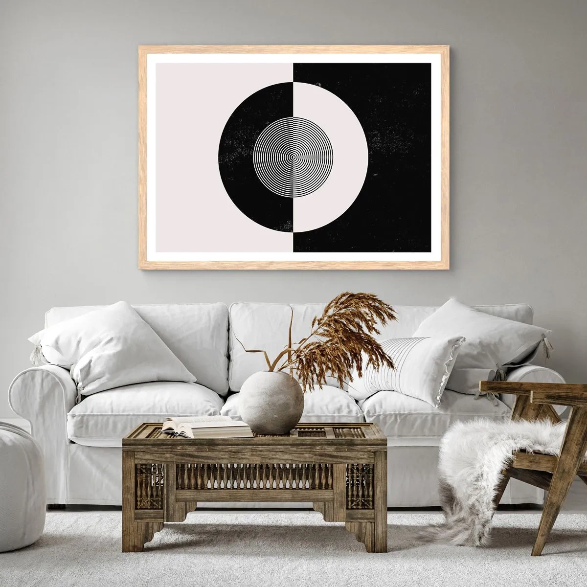 Plakat w ramie jasny dąb - Harmonia w czerni i bieli - 70x50 cm