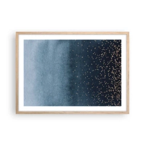 Plakat w ramie jasny dąb - Kompozycja – niebieskie fazy - 70x50 cm