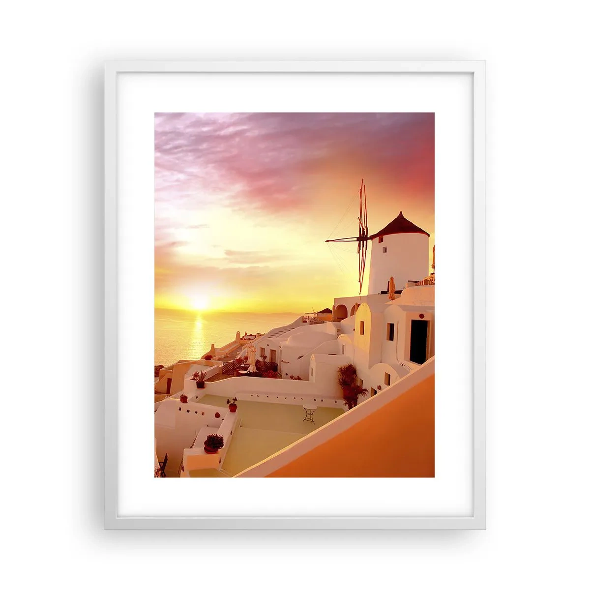 Plakat w białej ramie - Rozpłynąć się w bieli i złocie - 40x50 cm