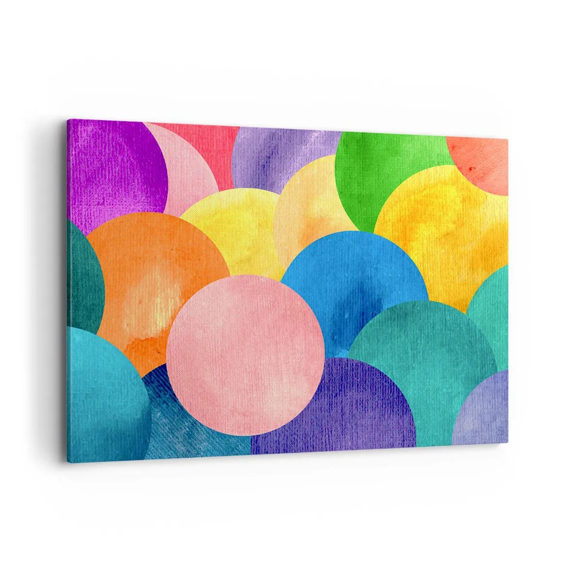 Obraz na płótnie - Kolorowe koła w stylu akwareli - 100x70cm - Pierwotna pełnia życia - Nowoczesna dekoracja ścienna do salonu, kuchni i sypialni ARTTOR