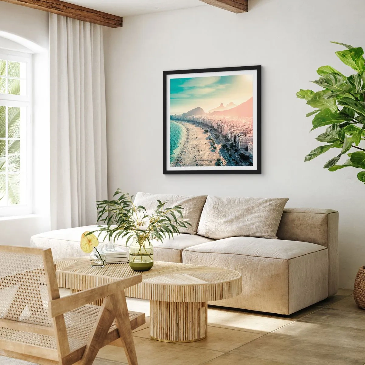 Plakat w czarnej ramie - Wieczne wakacje w Rio - 40x40 cm