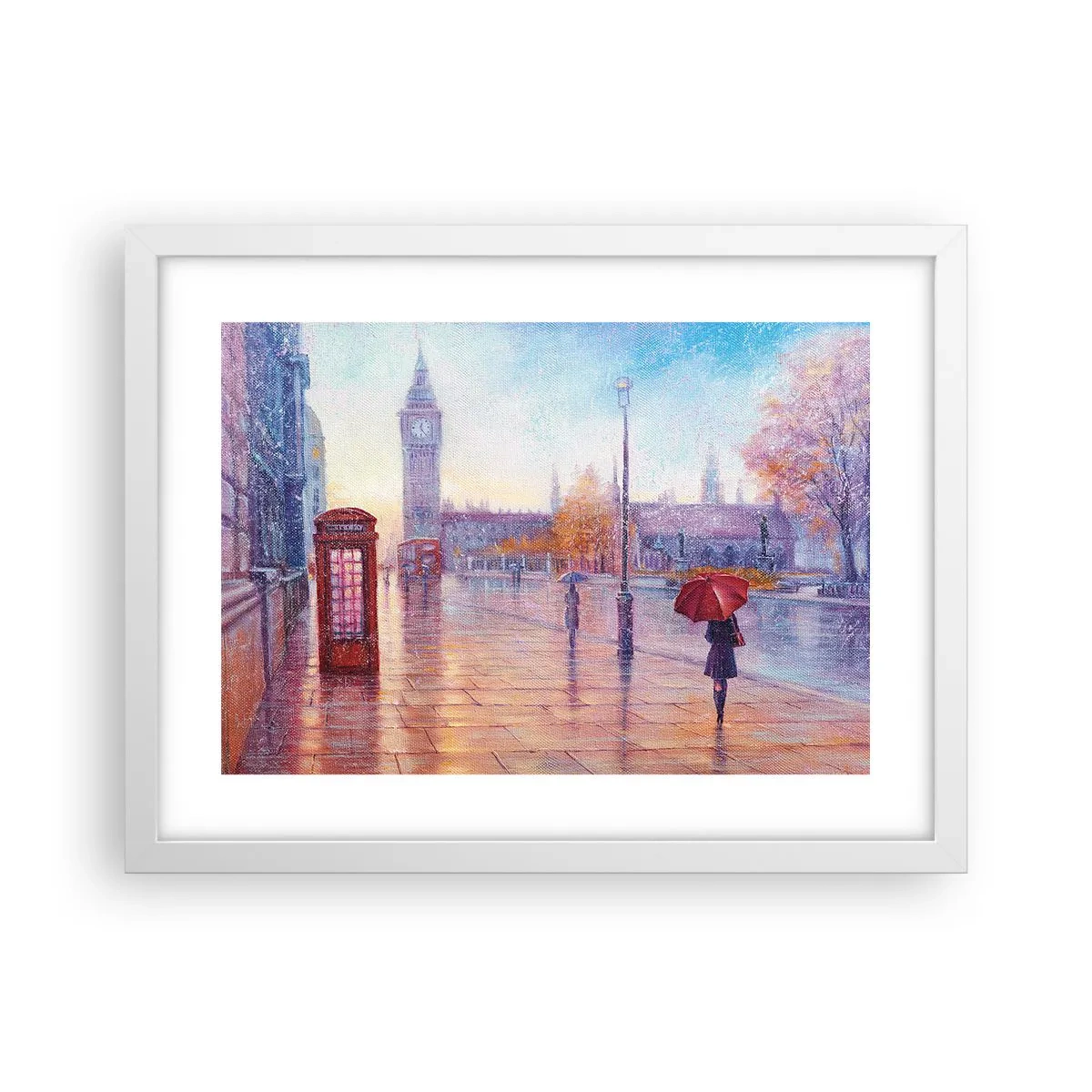 Plakat w białej ramie - Londyński jesienny dzień - 40x30 cm