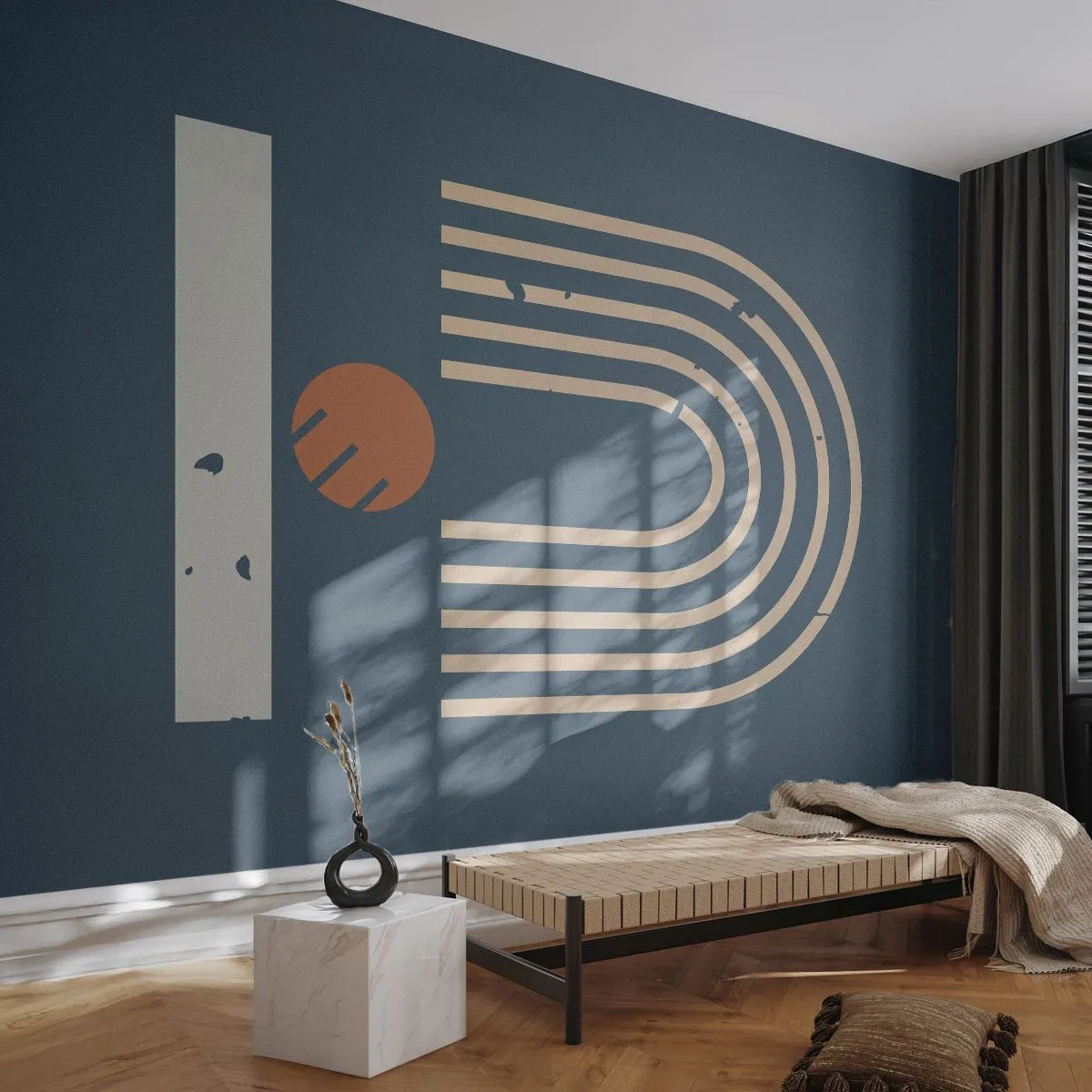 Fototapeta Samoprzylepna Deluxe Sticker - Geometria na granacie - Abstrakcja, Sztuka, Grafika - 450x315 cm