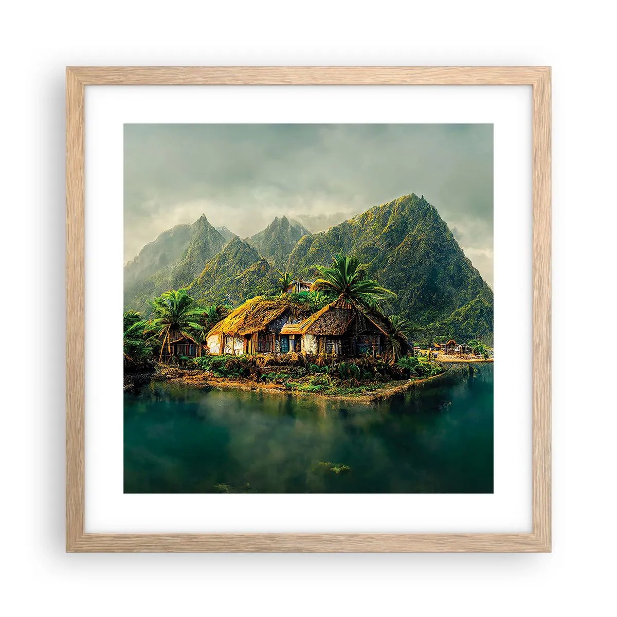 Plakat w ramie jasny dąb - Tropikalny raj - 40x40 cm