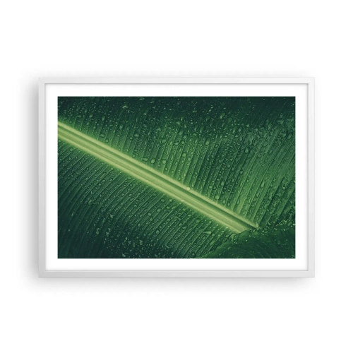 Plakat w białej ramie - Struktura zieleni - 70x50 cm