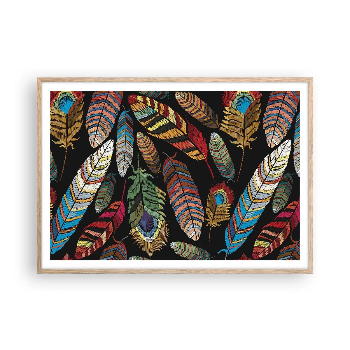 Plakat w ramie jasny dąb - Ptasi karnawał - 100x70 cm