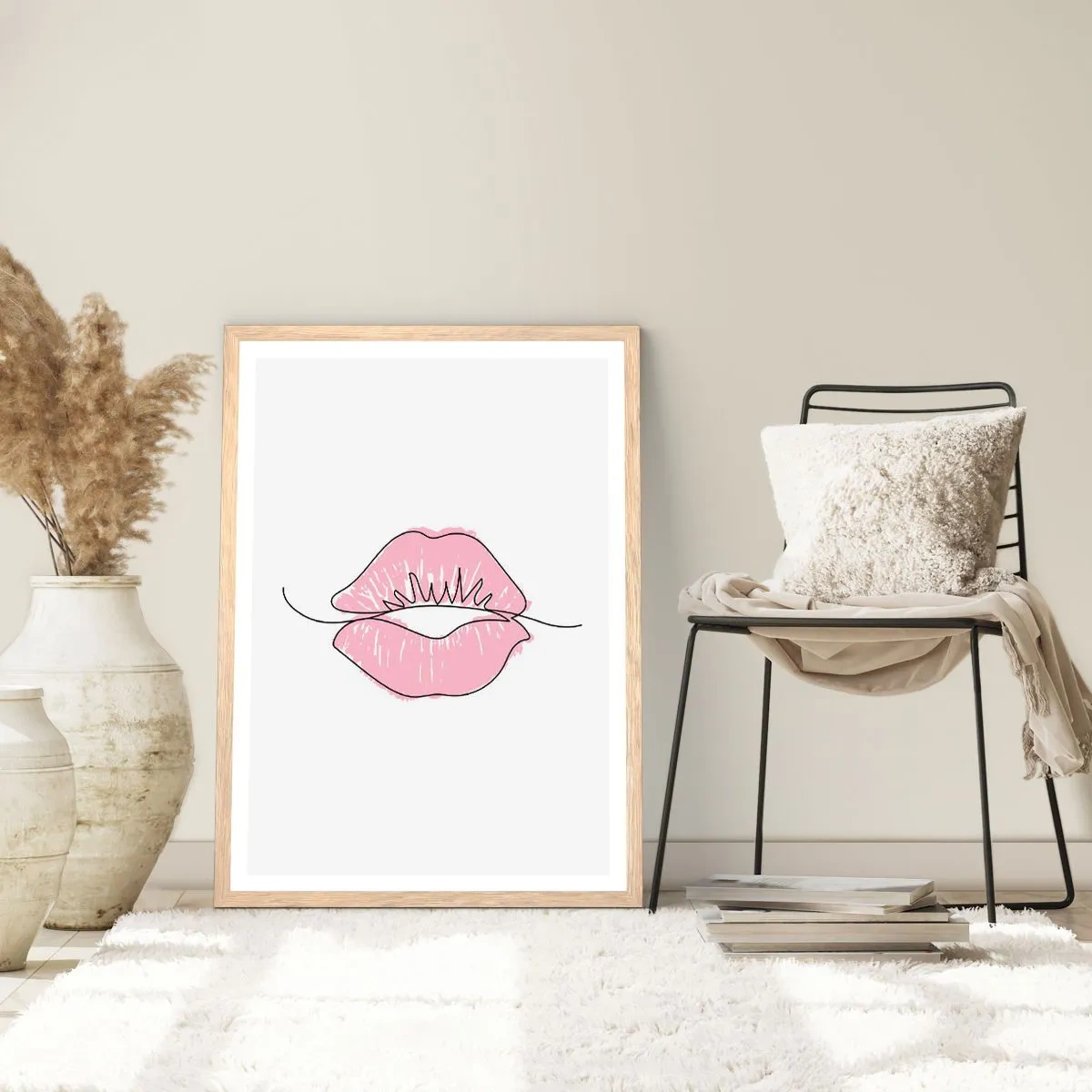 Plakat w ramie jasny dąb - Gotowy do pocałunku? - 70x100 cm