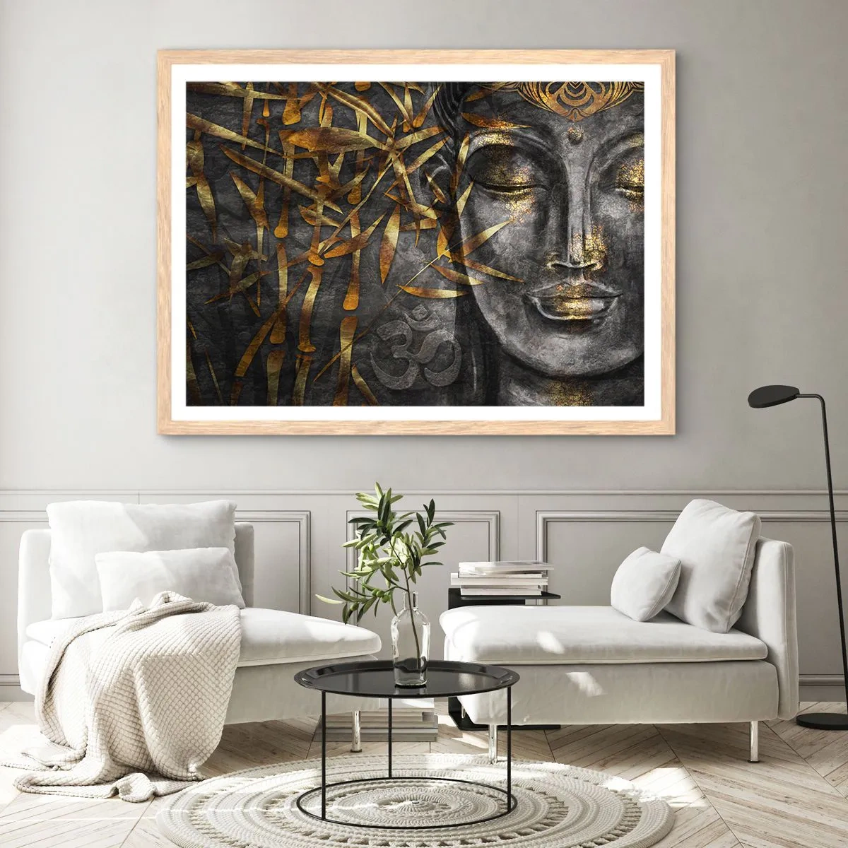 Plakat w ramie jasny dąb - Poczuj spokój - 100x70 cm