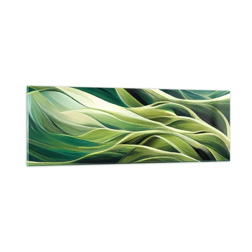 Obraz na szkle - Abstrakcyjna gra w zielone - 90x30 cm