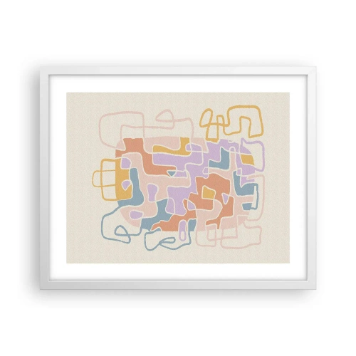 Plakat w białej ramie - Labirynt – radosna przygoda - 50x40 cm