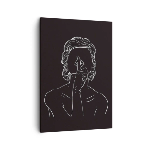 Obraz na płótnie - Minimalistyczna linia przedstawiająca postać na czarnym tle - 50x70cm - Piękno rozkwita w ciszy - Nowoczesna dekoracja ścienna do salonu, kuchni i sypialni ARTTOR