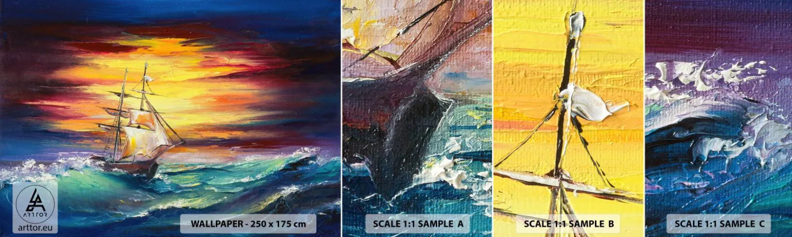 Fototapeta Próbka Standard Eco - Dzielnie pod fale - Żaglowiec, Morze, Sztorm - 100x30 cm