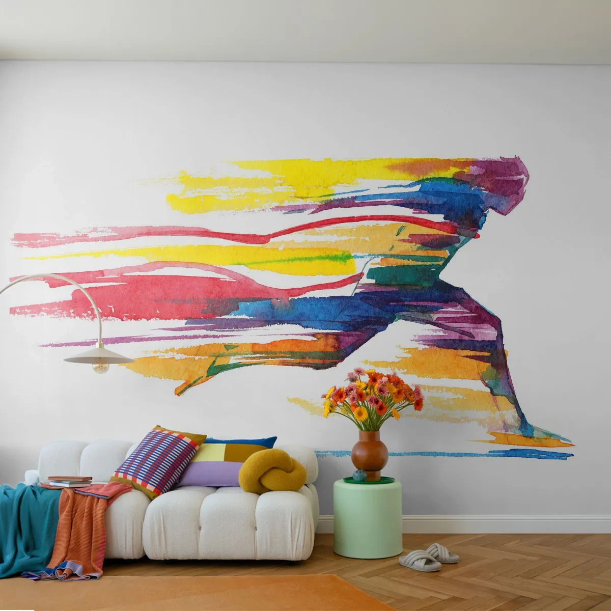 Fototapeta Premium Sand - Bieg przez tęczę - Abstrakcja, Sport, Biegacz - 200x140 cm