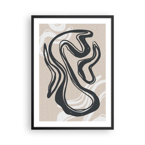 Plakat w czarnej ramie - Abstrakcyjna linia na beżowym tle - 50x70cm - Ekspresja zwielokrotniona - Nowoczesna dekoracja ścienna do salonu i sypialni ARTTOR