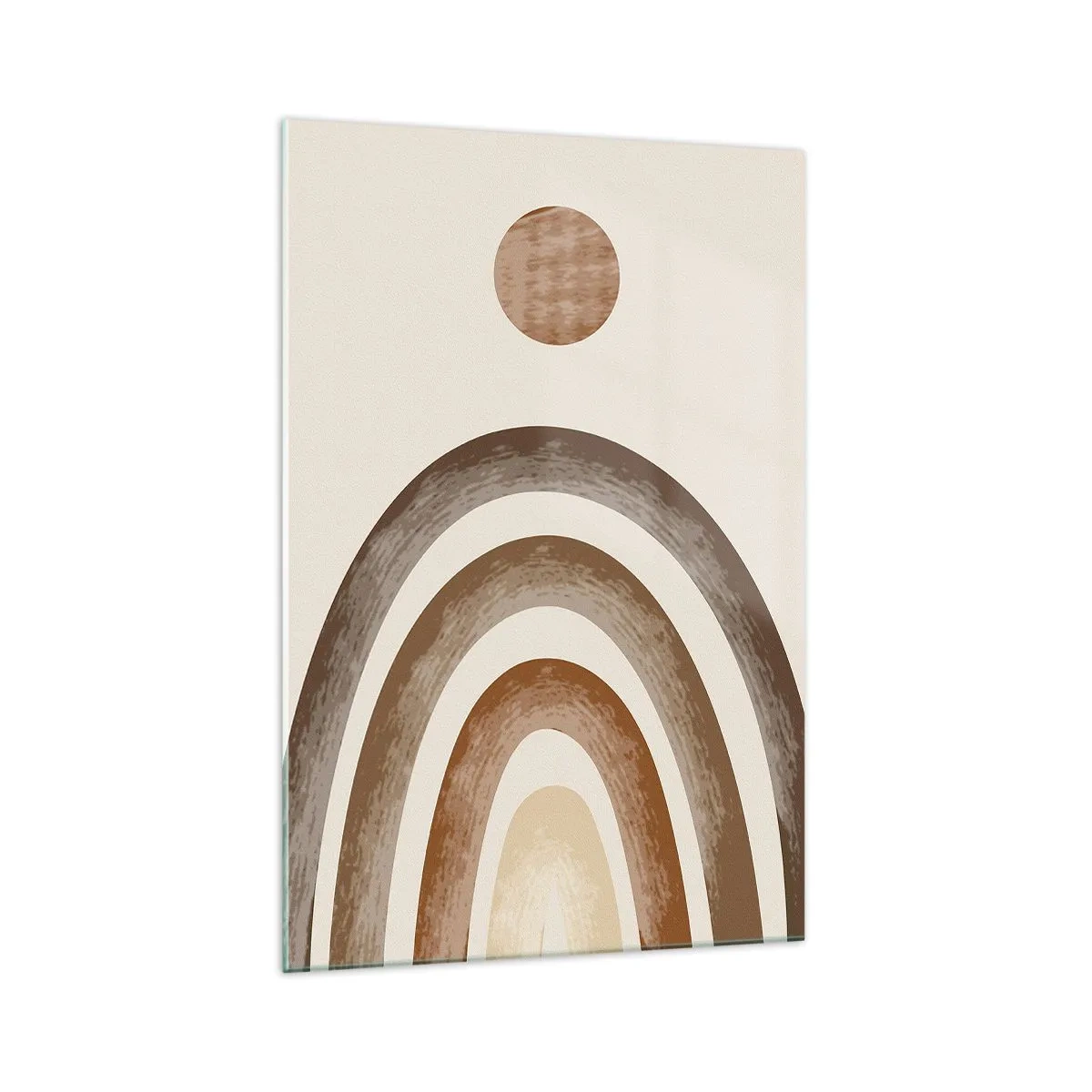 Obraz na szkle - Geometryczny motyw planetarny w odcieniach brązu - 70x100cm - W odległej galaktyce - Nowoczesna dekoracja ścienna do salonu i sypialni ARTTOR