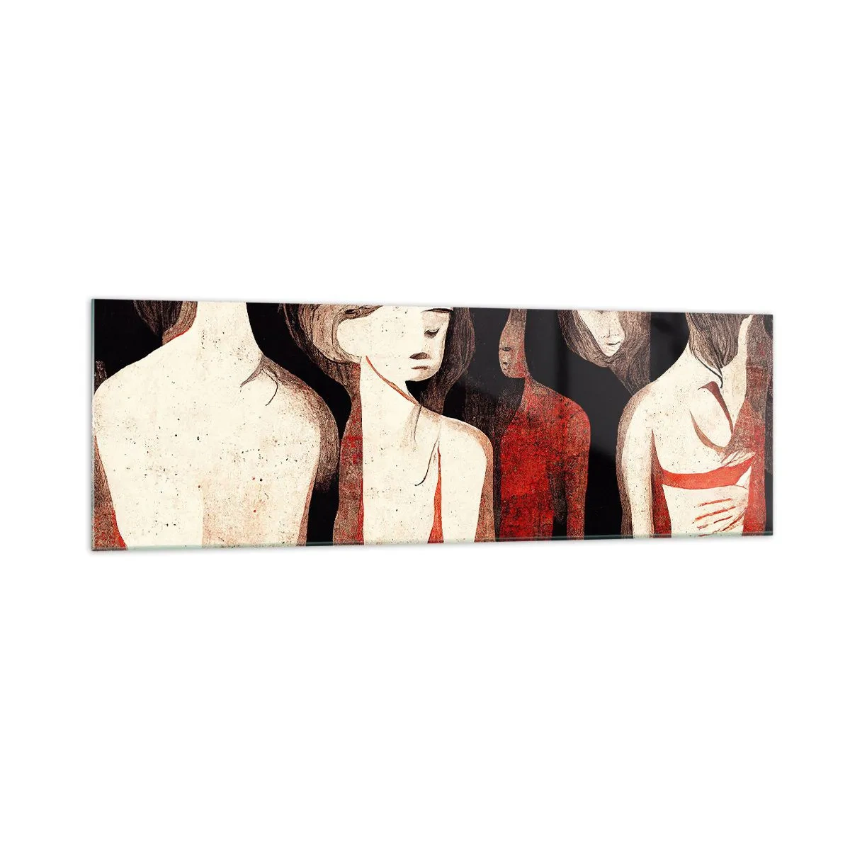 Obraz na szkle - Artystyczne postacie w abstrakcyjnej kompozycji - 160x50cm - Madonny z ciemności - Nowoczesna dekoracja ścienna do salonu i sypialni ARTTOR