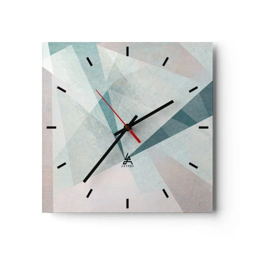 Zegar ścienny - Geometryczne kształty w pastelowych odcieniach błękitu i szarości - 30x30cm - Spokojnie choć dynamicznie - Nowoczesna dekoracja ścienna do salonu i sypialni ARTTOR