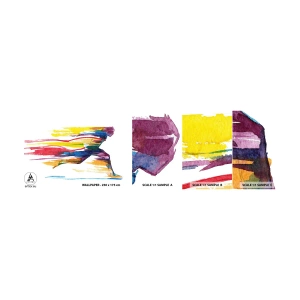 Fototapeta Próbka Samoprzylepna Deluxe Sticker - Bieg przez tęczę - Abstrakcja, Sport, Biegacz - 100x30 cm