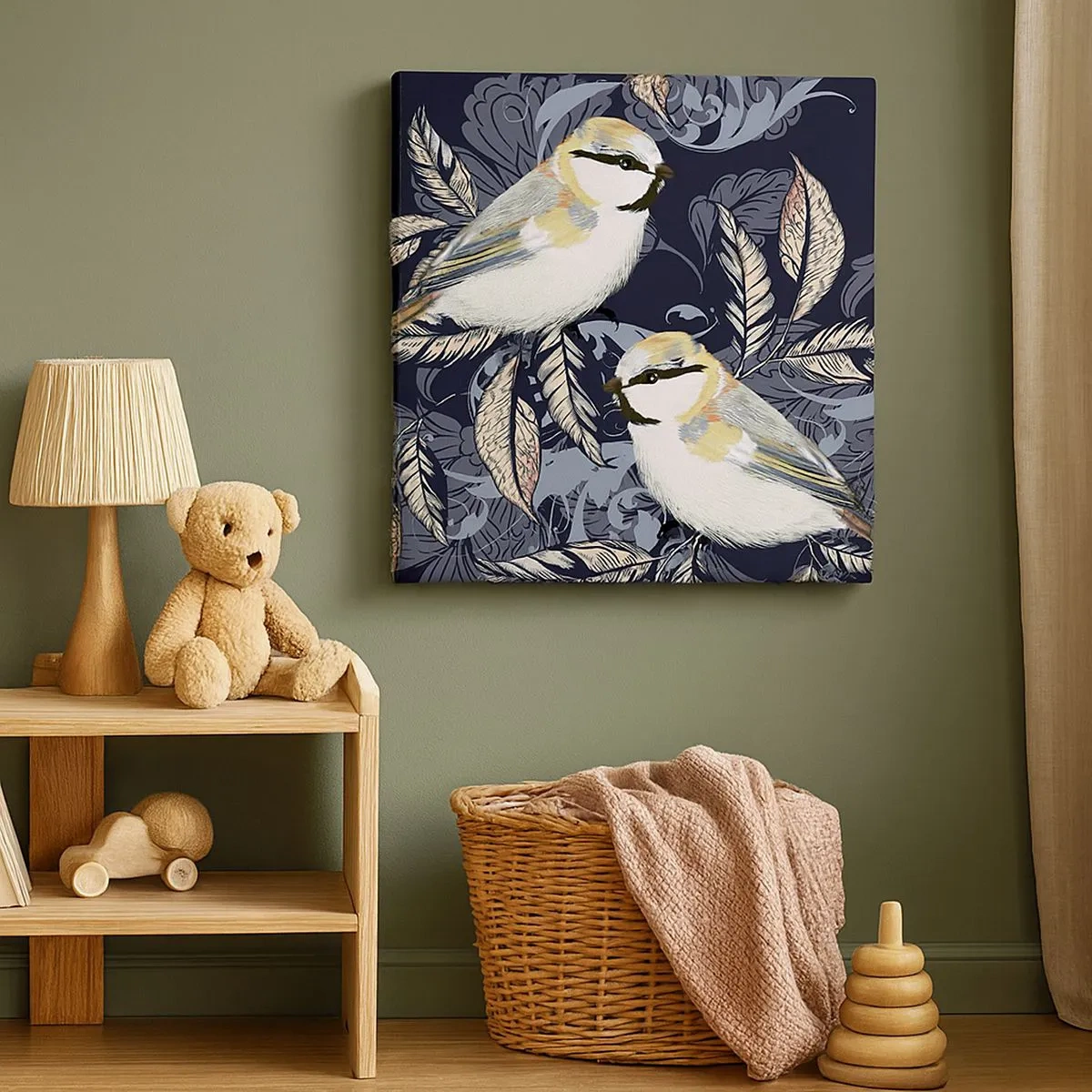 Obraz na płótnie - Żółto-błękitny trel - 30x30 cm